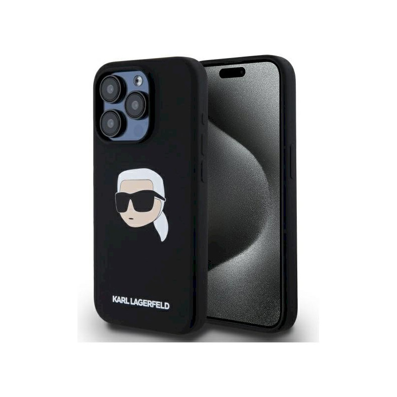 Karl Lagerfeld KLHMP15LSKHPPLK Silicone Karl Head Print Magsafe for iPhone 15 Pro 6.1" / black