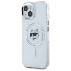 Karl Lagerfeld KLHMP15MHLSCHH IPhone 15 Plus 6.7" White Hardcase IML Metal Choupette Head MagSafe
