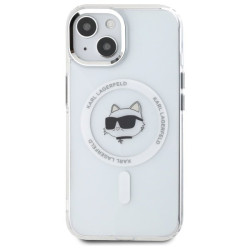 Karl Lagerfeld KLHMP15MHLSCHH IPhone 15 Plus 6.7" White Hardcase IML Metal Choupette Head MagSafe