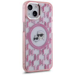 Karl Lagerfeld KLHMP15MHMCKMHP IML Monogram Karl&Choupette Head MagSa for iPhone 15 Plus 6.7" / pink