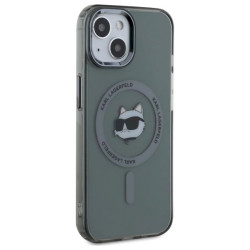 Karl Lagerfeld KLHMP15SHLSCHK Hardcase IML Metal Choupette Head MagSafe for iPhone 15 6.1" / black