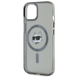 Karl Lagerfeld KLHMP15SHLSCHK Hardcase IML Metal Choupette Head MagSafe for iPhone 15 6.1" / black