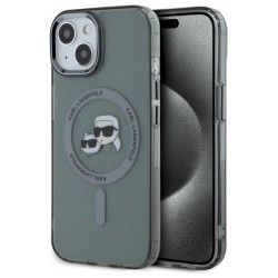 Karl Lagerfeld KLHMP15SHLSKCK Hardcase IML Metal Karl&Choupette Head for iPhone 15 6.1" / black