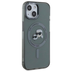 Karl Lagerfeld KLHMP15SHLSKCK Hardcase IML Metal Karl&Choupette Head for iPhone 15 6.1" / black