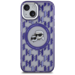 Karl Lagerfeld KLHMP15SHMCKMHU IML Monogram Karl&Choupette Head MagSa for iPhone 15 6.1" / purple