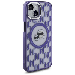 Karl Lagerfeld KLHMP15SHMCKMHU IML Monogram Karl&Choupette Head MagSa for iPhone 15 6.1" / purple