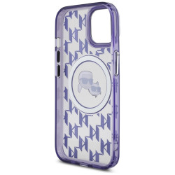 Karl Lagerfeld KLHMP15SHMCKMHU IML Monogram Karl&Choupette Head MagSa for iPhone 15 6.1" / purple