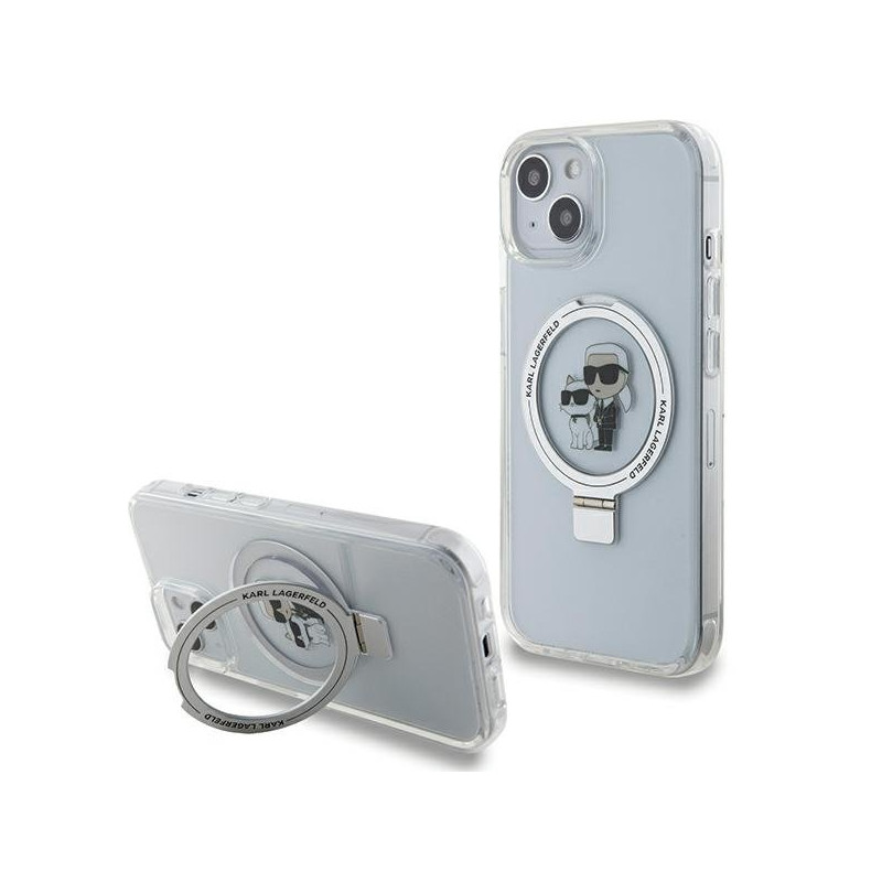 Karl Lagerfeld KLHMP15SHMRSKCH iPhone 15/14/13 6.1" hardcase Ring Stand Karl&Choupett / white