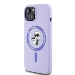 Karl Lagerfeld KLHMP15SSCMKCRHU Silicone Karl&Choupette Heads Ring Hardcase for iPhone 15 6.1" / purple