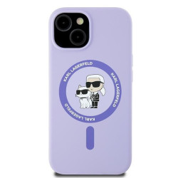 Karl Lagerfeld KLHMP15SSCMKCRHU Silicone Karl&Choupette Heads Ring Hardcase for iPhone 15 6.1" / purple