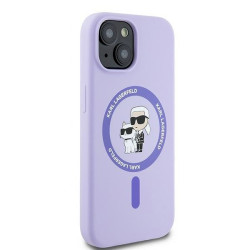 Karl Lagerfeld KLHMP15SSCMKCRHU Silicone Karl&Choupette Heads Ring Hardcase for iPhone 15 6.1" / purple