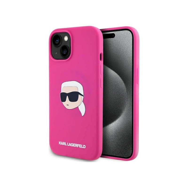 Karl Lagerfeld KLHMP15SSKHPPLF iPhone 15 6.1" fuschia hardcase Silicone Karl Head Print MagSafe