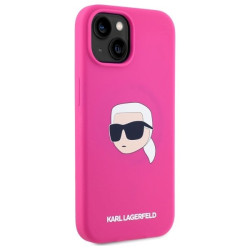 Karl Lagerfeld KLHMP15SSKHPPLF iPhone 15 6.1" fuschia hardcase Silicone Karl Head Print MagSafe