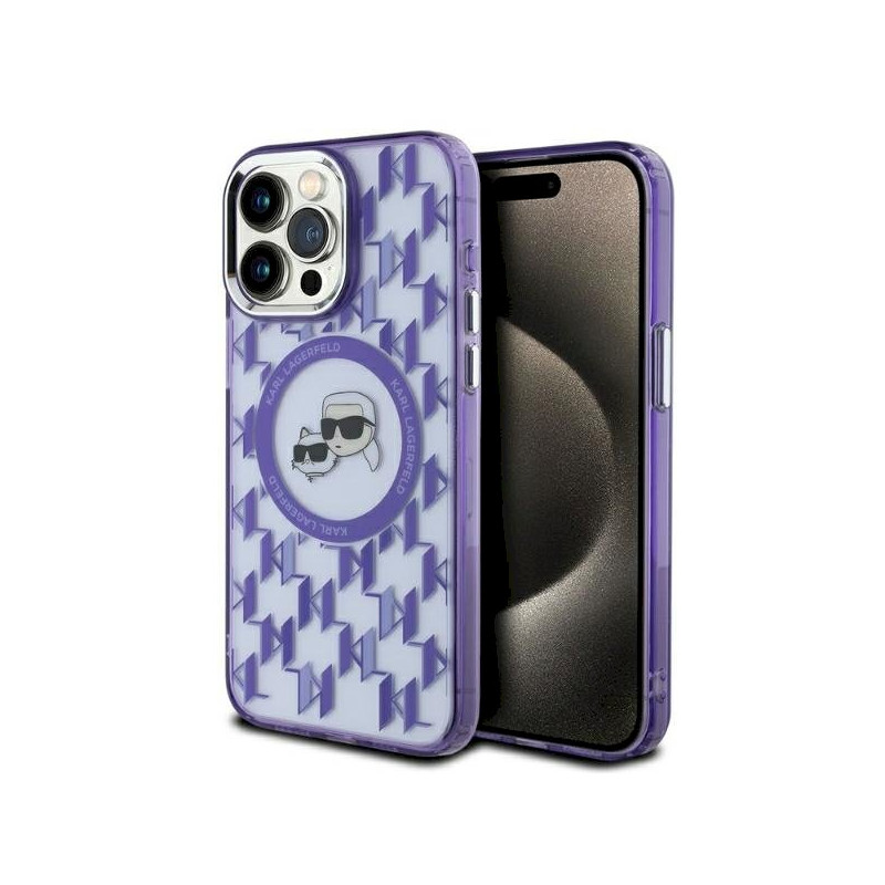 Karl Lagerfeld KLHMP15XHMCKMHU IML Monogram Karl&Choupette He for iPhone 15 Pro Max 6.7" / purple