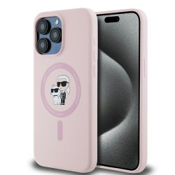 Karl Lagerfeld KLHMP15XSCMKCRHP Silicone Karl & Choupette Hardcase for iPhone 15 Pro Max 6.7" / pink