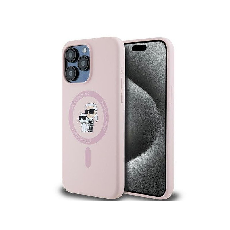 Karl Lagerfeld KLHMP15XSCMKCRHP Silicone Karl & Choupette Hardcase for iPhone 15 Pro Max 6.7" / pink