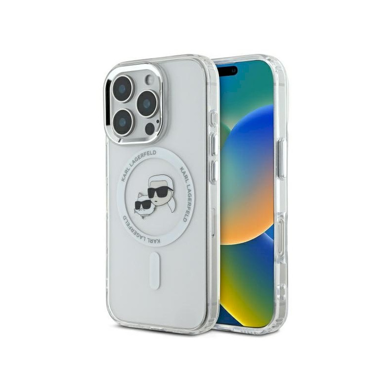 Karl Lagerfeld KLHMP16LHLSKCH IPhone 16 Pro 6.3" Hardcase IML Metal Karl&Choupette Head / white