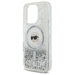Karl Lagerfeld KLHMP16LLGKISGH Liquid Glitter Karl Head MagSafe Case for iPhone 16 Pro 6.3" / transparent