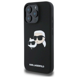 Karl Lagerfeld KLHMP16LSKCHPPLK Silicone Double Heads Print Hardcase for iPhone 16 Pro 6.3" / black