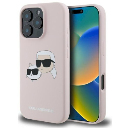 Karl Lagerfeld KLHMP16LSKCHPPLP Hardcase Silicone Double Heads Print for iPhone 16 Pro 6.3" / pink