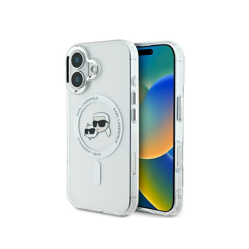 Karl Lagerfeld KLHMP16MHLSKCH Hardcase IML Metal Karl&Choupette Head for iPhone 16 Plus 6.7" / white