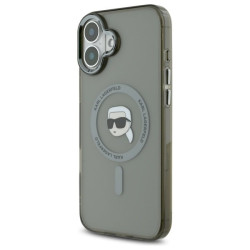 Karl Lagerfeld KLHMP16MHLSKIK Hardcase IML Metal Karl Head MagSafe for iPhone 16 Plus 6.7" / black