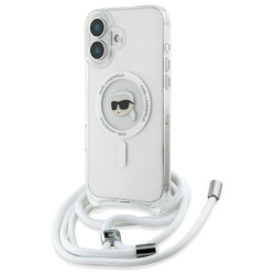 Karl Lagerfeld KLHMP16SHCKHNT iPhone 16 6.1" hardcase transparent Crossbody IML Karl Head Magsafe