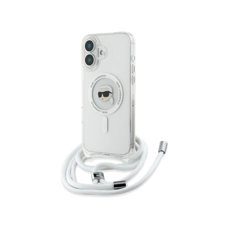 Karl Lagerfeld KLHMP16SHCKHNT iPhone 16 6.1" hardcase transparent Crossbody IML Karl Head Magsafe