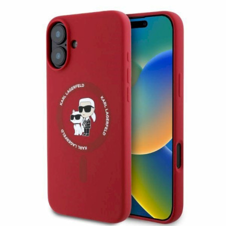 Karl Lagerfeld KLHMP16SSCMKCRHR Hardcase Silicone Karl&Choupette Heads for iPhone 16 6.1" / red