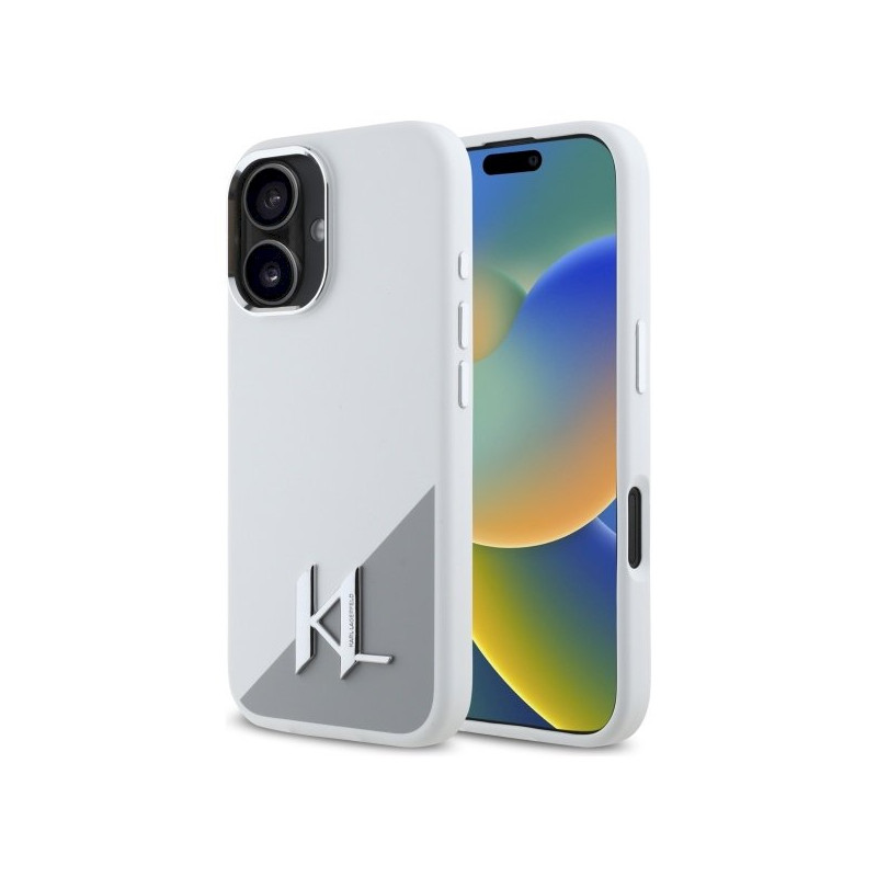 Karl Lagerfeld KLHMP16SSCMKMPCH Hardcase Silicone Initial Metal Logo Ma for iPhone 16 6,1" / white
