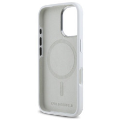 Karl Lagerfeld KLHMP16SSCMKMPCH Hardcase Silicone Initial Metal Logo Ma for iPhone 16 6,1" / white