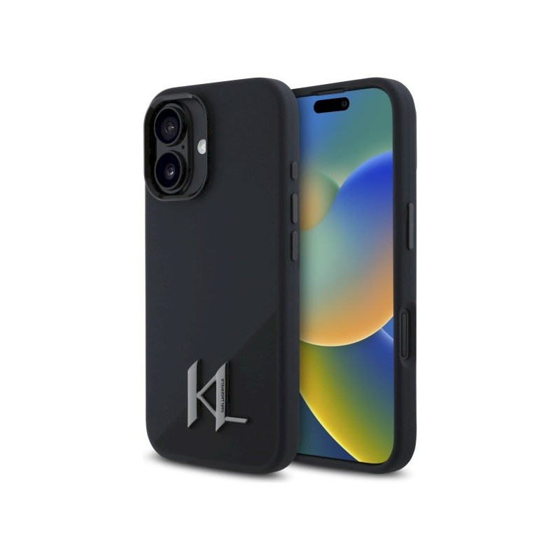 Karl Lagerfeld KLHMP16SSCMKMPCK Silicone Shadow Metal Initial Hardcase for iPhone 16 6.1" / black