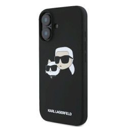 Karl Lagerfeld KLHMP16SSKCHPPLK iPhone 16 6.1" Black Hardcase Silicone Double Heads Print MagS