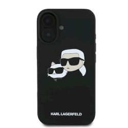 Karl Lagerfeld KLHMP16SSKCHPPLK iPhone 16 6.1" Black Hardcase Silicone Double Heads Print MagS
