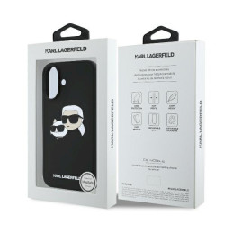 Karl Lagerfeld KLHMP16SSKCHPPLK iPhone 16 6.1" Black Hardcase Silicone Double Heads Print MagS