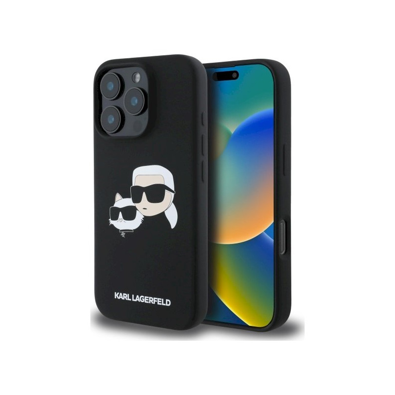 Karl Lagerfeld KLHMP16XSKCHPPLK Hardcase Silicone Double Heads for iPhone 16 Pro Max 6.9" / black
