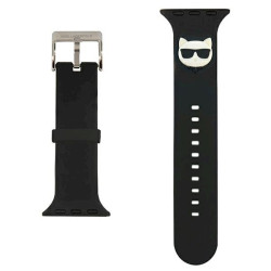 Karl Lagerfeld Pasek KLAWLSLCK Apple Watch 42/44/45mm Silicone Choupette Heads / black