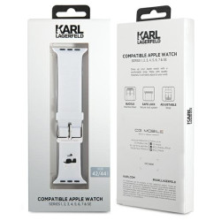 Karl Lagerfeld Strap KLAWLSLCNH Apple Watch 42/44/45/49mm 3D Rubber Choupette Head / white