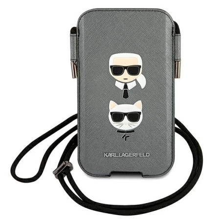 Karl Lagerfeld Saffiano Ikonik Karl&Choupette Head Hardcase for 6.7" / grey