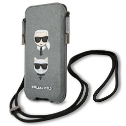 Karl Lagerfeld Saffiano Ikonik Karl&Choupette Head Hardcase for 6.7" / grey