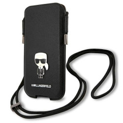 Karl Lagerfeld Torebka KLHCP12LOPHKMK 6,7" hardcase Saffiano Ikonik Kar / black