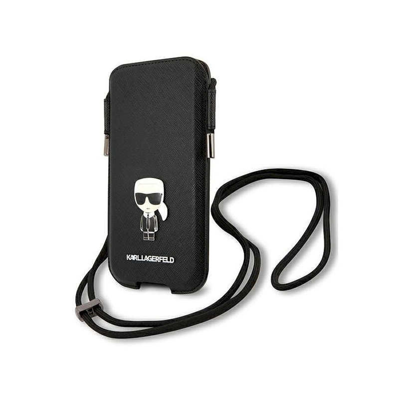 Karl Lagerfeld Torebka KLHCP12LOPHKMK 6,7" hardcase Saffiano Ikonik Kar / black