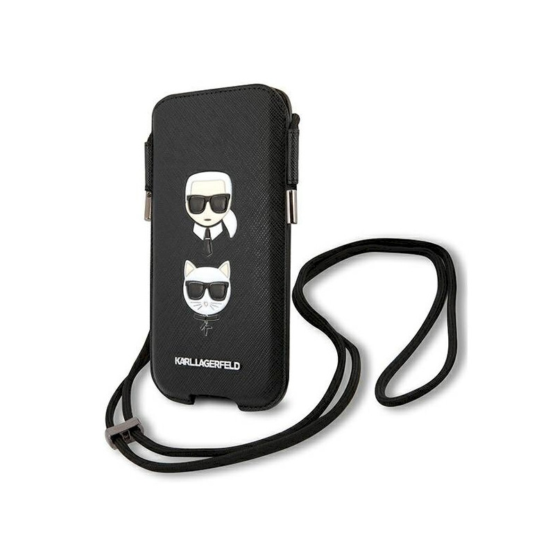 Karl Lagerfeld Torebka KLHCP12MOPHKCK Hardcase Saffiano Ikonik Karl&Choupette Head for 6,1" / black