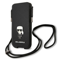 Karl Lagerfeld Torebka KLHCP12MOPHKMK 6.1" hardcase Saffiano Ikonik Karl`s / black