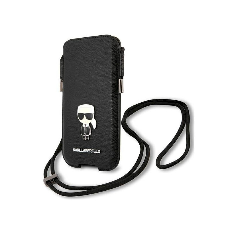Karl Lagerfeld Torebka KLHCP12MOPHKMK 6.1" hardcase Saffiano Ikonik Karl`s / black