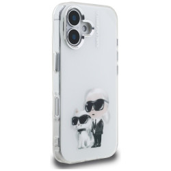 Karl Lagerfeld IML Aquarelle Karl & Choupette & Logo Case for iPhone 16 / white