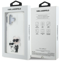 Karl Lagerfeld IML Aquarelle Karl & Choupette & Logo Case for iPhone 16 / white
