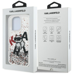 Karl Lagerfeld Liquid Glitter Choupette Logo Case for iPhone 16 Pro Max / transparent