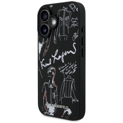 Karl Lagerfeld Grained Pattern & Logo MagSafe Case for iPhone 16 / black