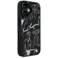 Karl Lagerfeld Grained Pattern & Logo MagSafe Case for iPhone 16 / black